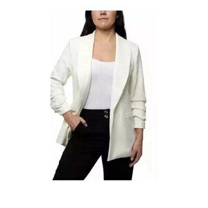 Dakota Blue Women's L Long White Blazer Jacket Open front